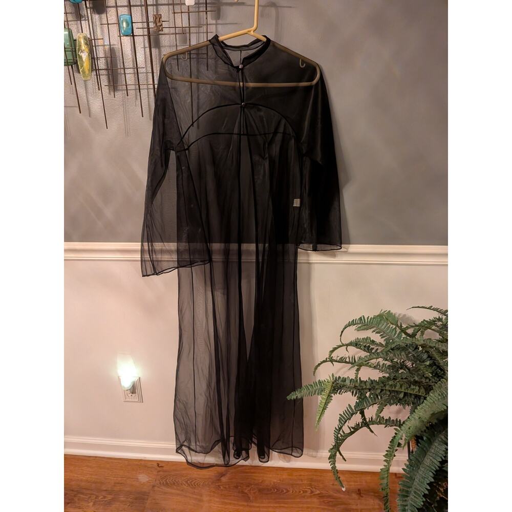 Vintage MISTEE black sheer robe small